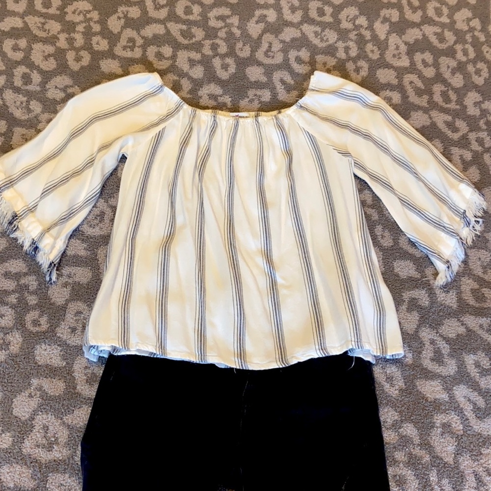 White and blue stripe shirt